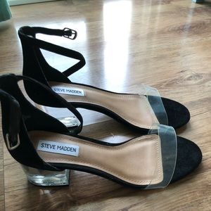 Black strappy transparent shoes